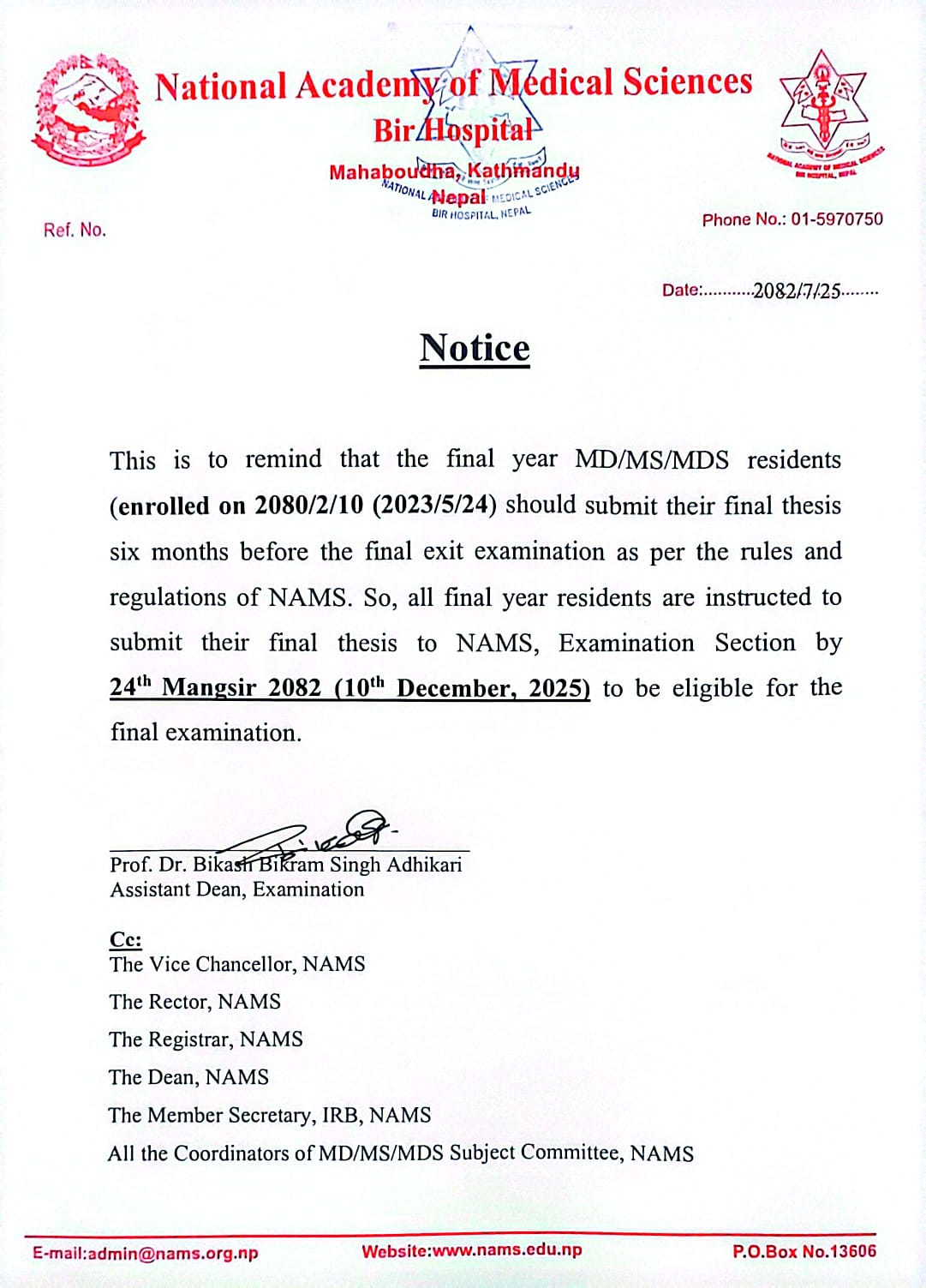 Thesis Submission Notice